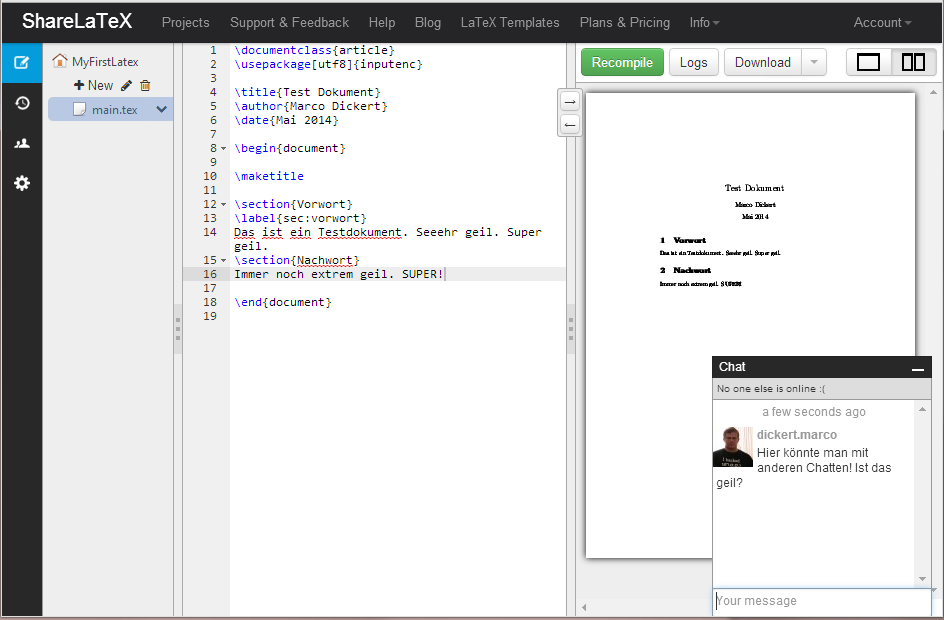 ShareLaTeX: ein Online-Kollaborationstool mit welchem man auch ganze Projekte als Zip-Archiv importieren kann.